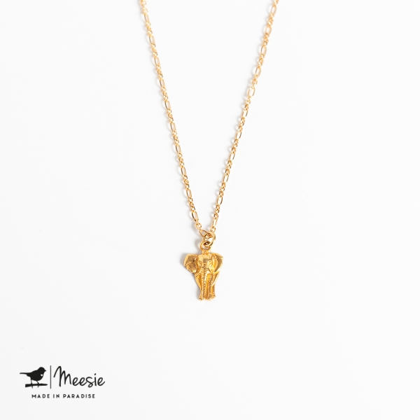 Ketting: Shortie Olifant bedel goud op zilver - 3 stuks Ketting: Shortie Olifant bedel goud op zilver - 3 stuks